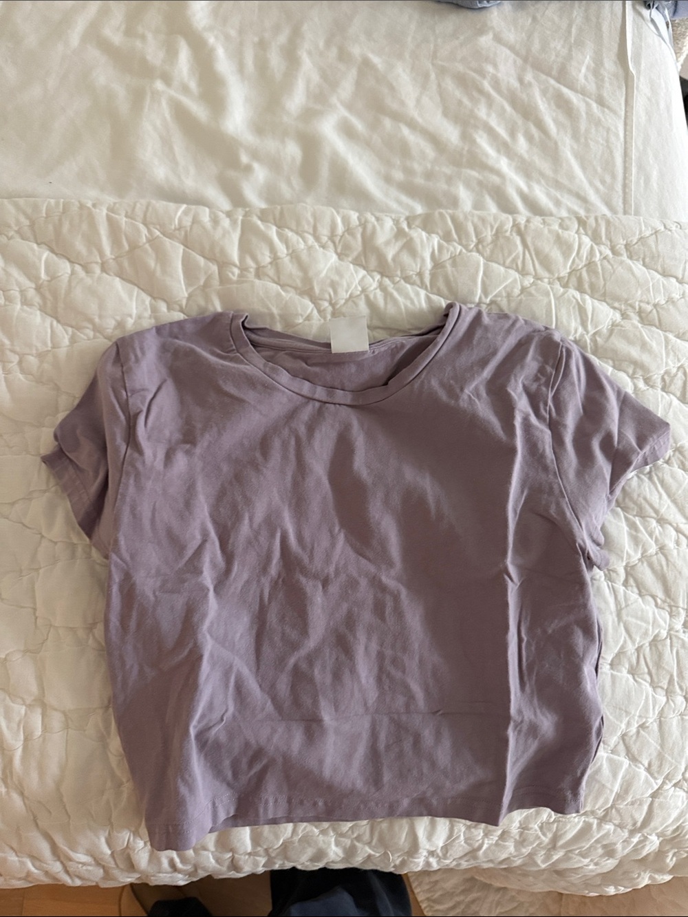 TNA Lavender Crop Crew Neck Tee